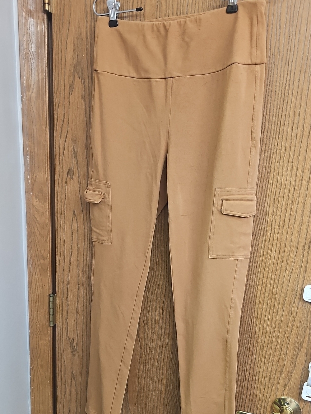 Ruby Ribbon Camel High-Waist Cargo Track Pants